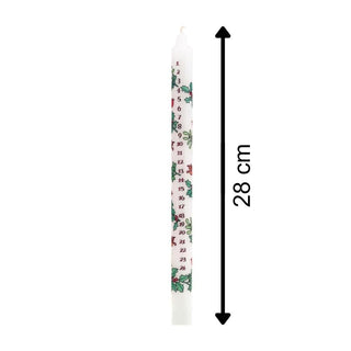 Traditional Countdown To Christmas Advent Dinner Candle - Holly And The Ivy Design (Regular Size)