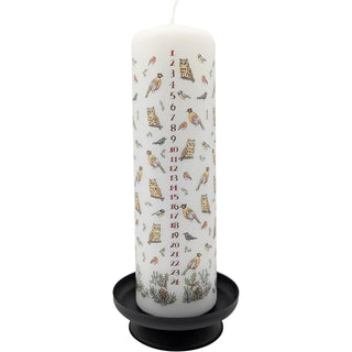 Winter Birds Advent Pillar Candle | Christmas Advent Calendar Candle - 20cm