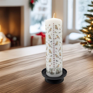 Winter Birds Advent Pillar Candle | Christmas Advent Calendar Candle - 20cm