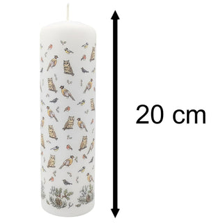 Winter Birds Advent Pillar Candle | Christmas Advent Calendar Candle - 20cm