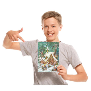Winter Fun Christmas Advent Calendar, A4 Illustrated Snowy Village Scene