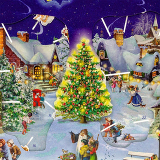 Winter Village Christmas Advent Calendar | 3D Slide - In Figures & Fold - Out Design