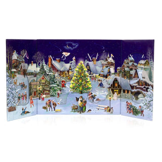 Winter Village Christmas Advent Calendar | 3D Slide - In Figures & Fold - Out Design