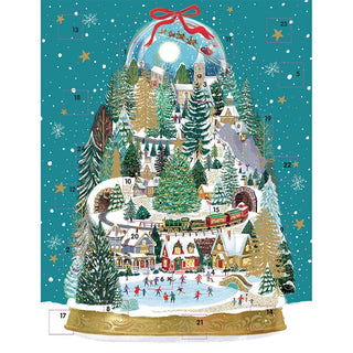 Winter Village Christmas Advent Calendar, 41cm Snow Globe Picture Design