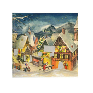 Winter Village Christmas Advent Calendar, 69cm Vintage Style Panorama