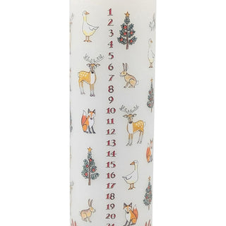 Winter Wildlife Advent Pillar Candle | Christmas Advent Calendar Candle - 20cm