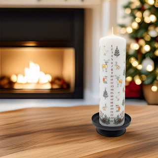 Winter Wildlife Advent Pillar Candle | Christmas Advent Calendar Candle - 20cm