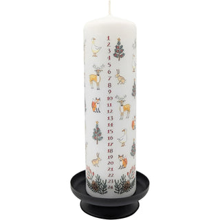 Winter Wildlife Advent Pillar Candle | Christmas Advent Calendar Candle - 20cm