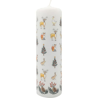 Winter Wildlife Advent Pillar Candle | Christmas Advent Calendar Candle - 20cm