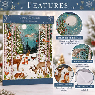 Winter Wonderland Christmas Advent Calendar, 33.5cm Woodland Animals