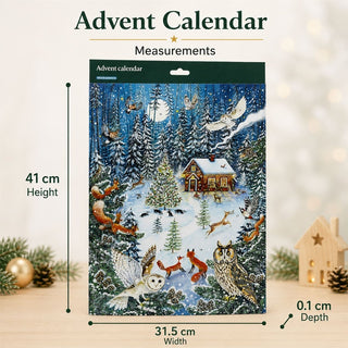 Woodland Cottage Christmas Advent Calendar, 24 Door Woodland Animal Design