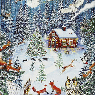 Woodland Cottage Christmas Advent Calendar, 24 Door Woodland Animal Design