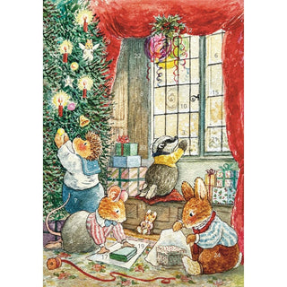 Wrapping Presents Christmas Advent Calendar Greetings Card, A5 Traditional Style