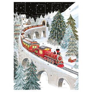 Xmas Train on a Viaduct Christmas Advent Calendar, Snowy Steam Train Scene