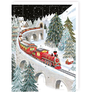 Xmas Train on a Viaduct Christmas Advent Calendar, Snowy Steam Train Scene