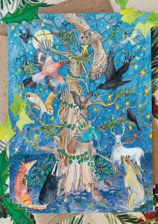 Yule Oak Folklore Christmas Advent Calendar, A4 Woodland Wildlife