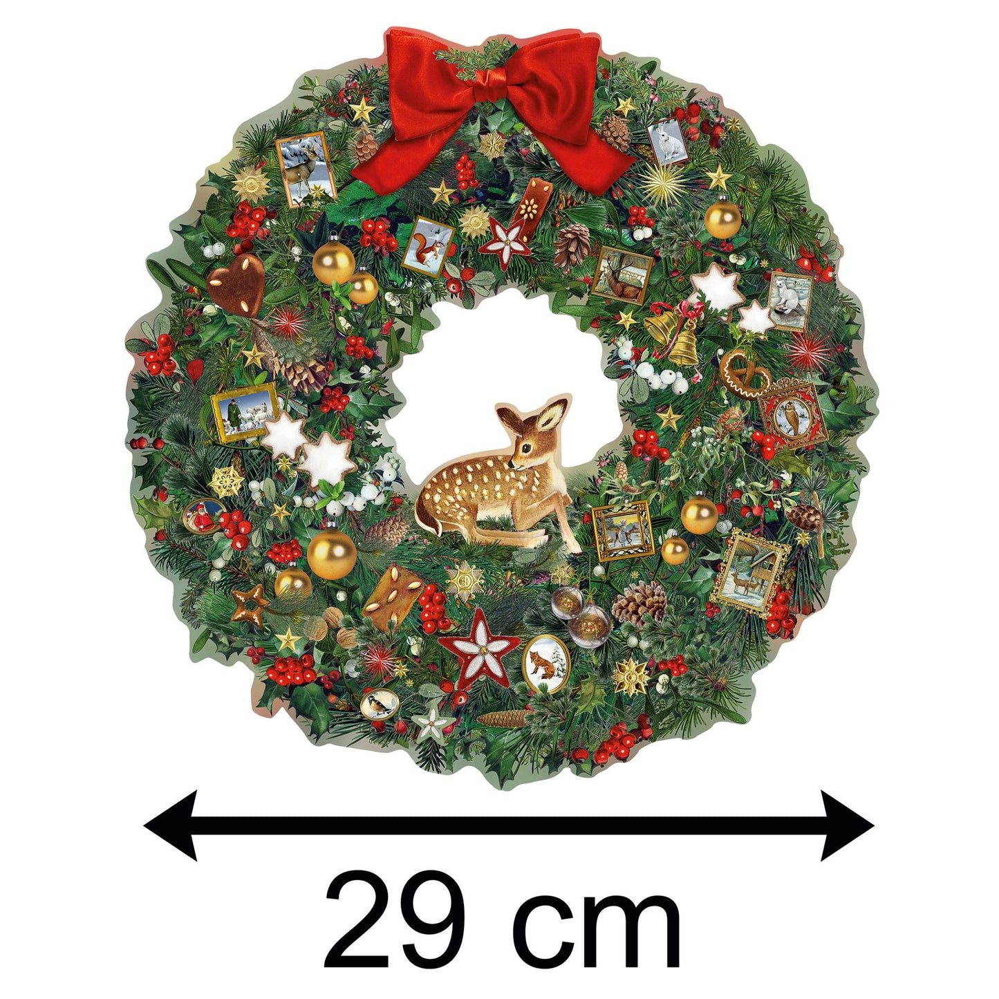 Traditional Christmas Advent Calendar | Festive Wildlife Wreath Advent Calendar | Animal Picture Advent Calendar