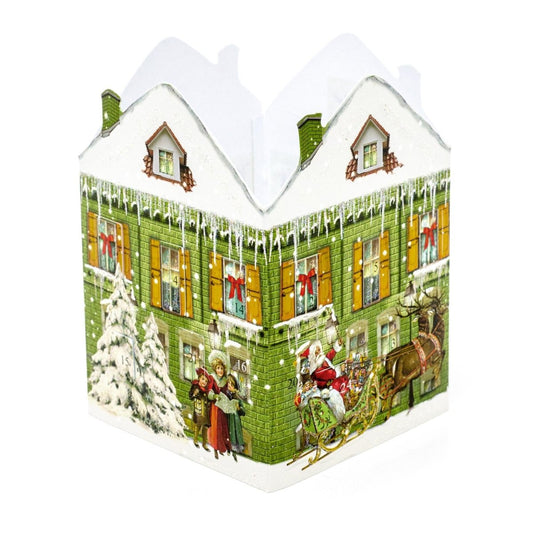 Deluxe Mini Advent Calendar Christmas Card - Nostalgic House Tealight Lantern - Green House