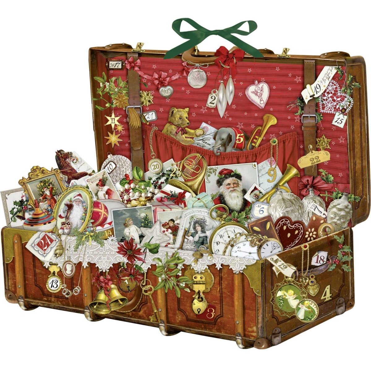 Deluxe Traditional Card Advent Calendar Large - Nostalgic Christmas Suitcase