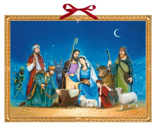 Deluxe Traditional Card Advent Calendar Large - The Nativity Scene