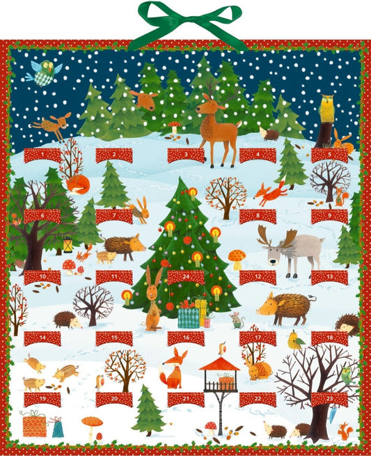Deluxe Traditional Card Advent Calendar Large - Woodland Animals with 24 Pop-Up Decs