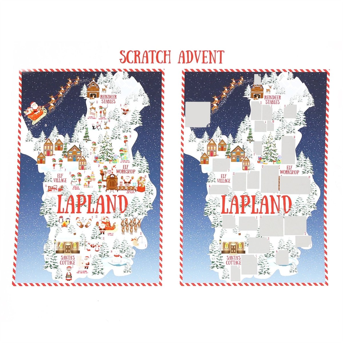 Lapland Christmas Scratch Advent Calendar | A4 Countdown To Christmas Scratch Off Advent Calendar Poster