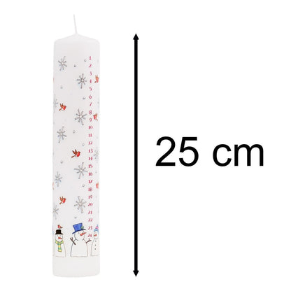 Pack of Traditional Countdown To Christmas Pillar Advent Candles Snowman