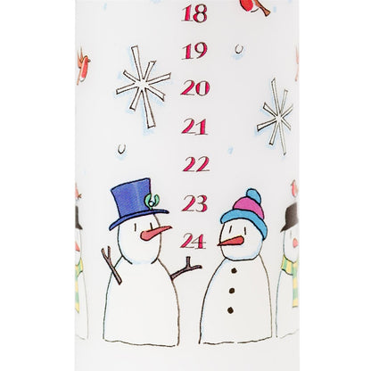 Pack of Traditional Countdown To Christmas Pillar Advent Candles Snowman