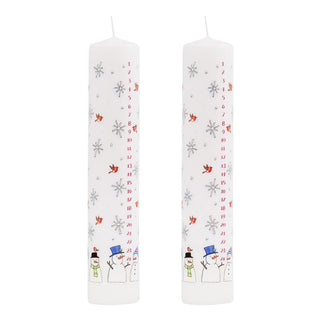Pack of Traditional Countdown To Christmas Pillar Advent Candles Snowman