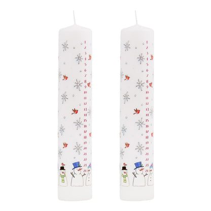 Pack of Traditional Countdown To Christmas Pillar Advent Candles Snowman