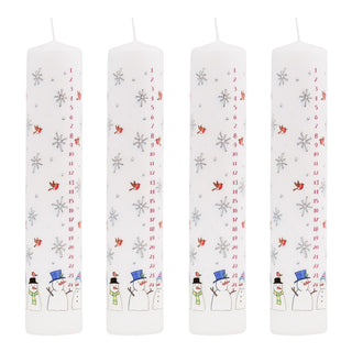 Pack of Traditional Countdown To Christmas Pillar Advent Candles Snowman