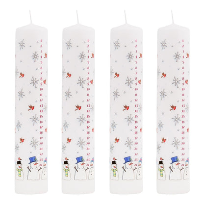 Pack of Traditional Countdown To Christmas Pillar Advent Candles Snowman