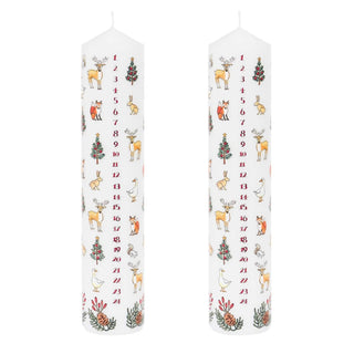 Pack of Traditional Countdown To Christmas Pillar Advent Candles Winter Wildlife