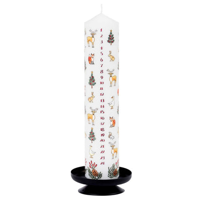 Pack of Traditional Countdown To Christmas Pillar Advent Candles Winter Wildlife