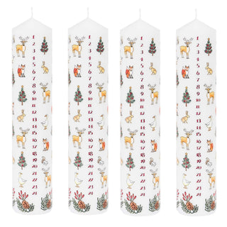 Pack of Traditional Countdown To Christmas Pillar Advent Candles Winter Wildlife