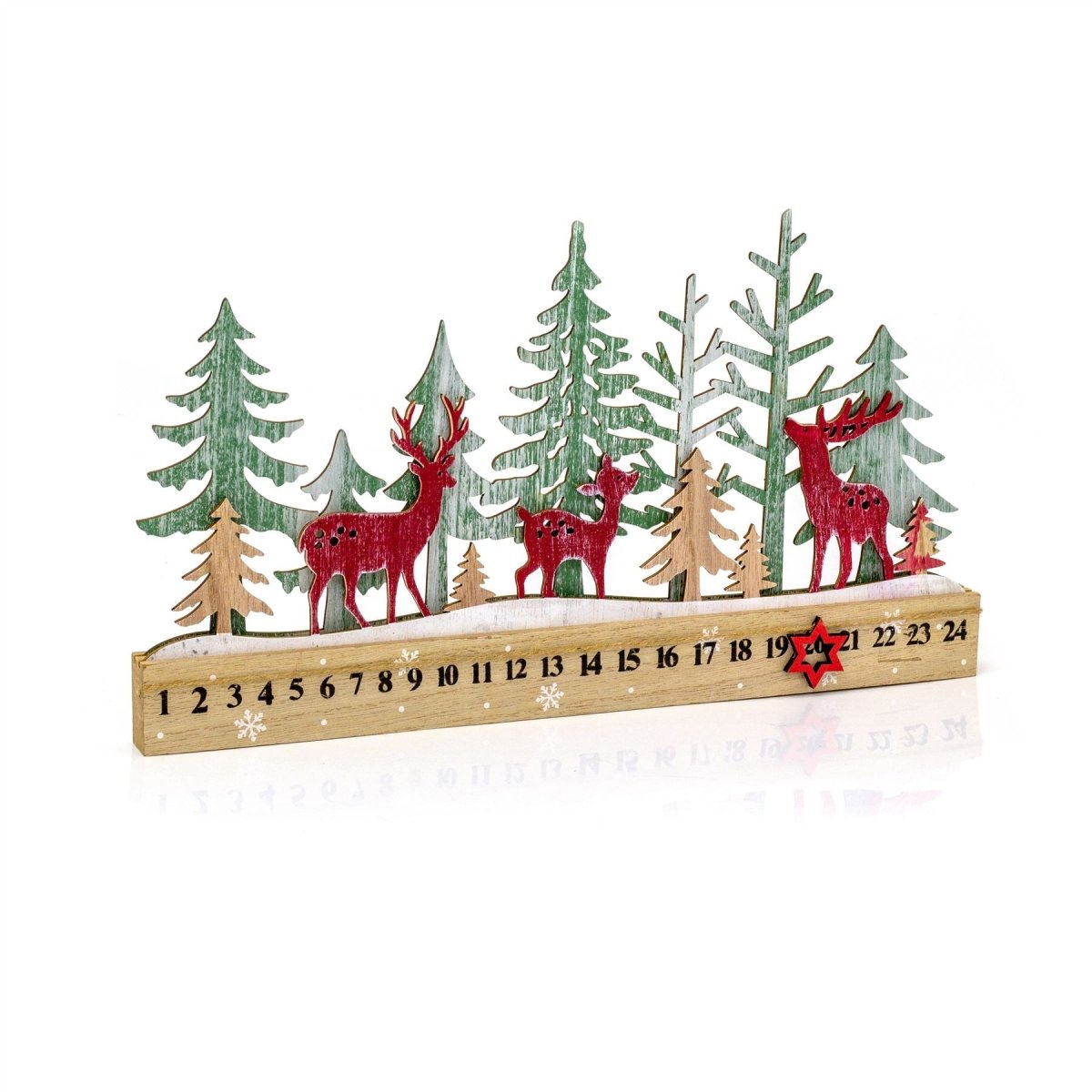 Reindeer Family 24 Day Countdown To Christmas Wooden Advent Calendar Block