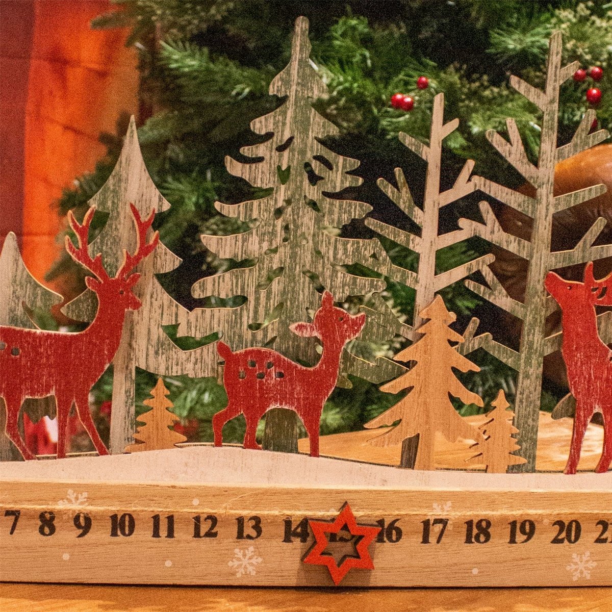 Reindeer Family 24 Day Countdown To Christmas Wooden Advent Calendar Block